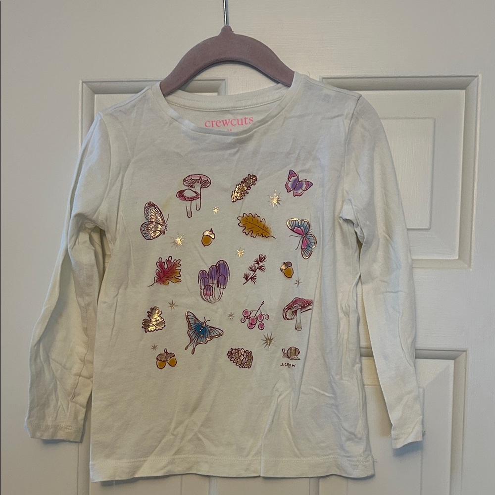 Crewcuts Kids Long Sleeve Tee - Cream with Nature Design